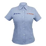 Camisa azul para dama, manga corta talla CH, Truper CAM-AZ-DCS