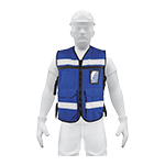 [14670] Chaleco brigadista con cintas reflejantes, color azul rey CHS-900AR