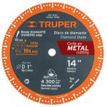 [15156] Disco de diamante de 14' x 2.6 mm para corte metal, Truper DID-4140