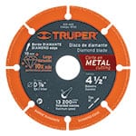 [15152] Disco de diamante de 4-1/2' x 1.4 mm para corte metal,Truper DID-445