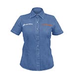 [61101] Camisa de mezclilla para dama, manga corta talla CH, Truper CAM-MEZ-DCS